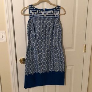 Chaps Blue and White Dress